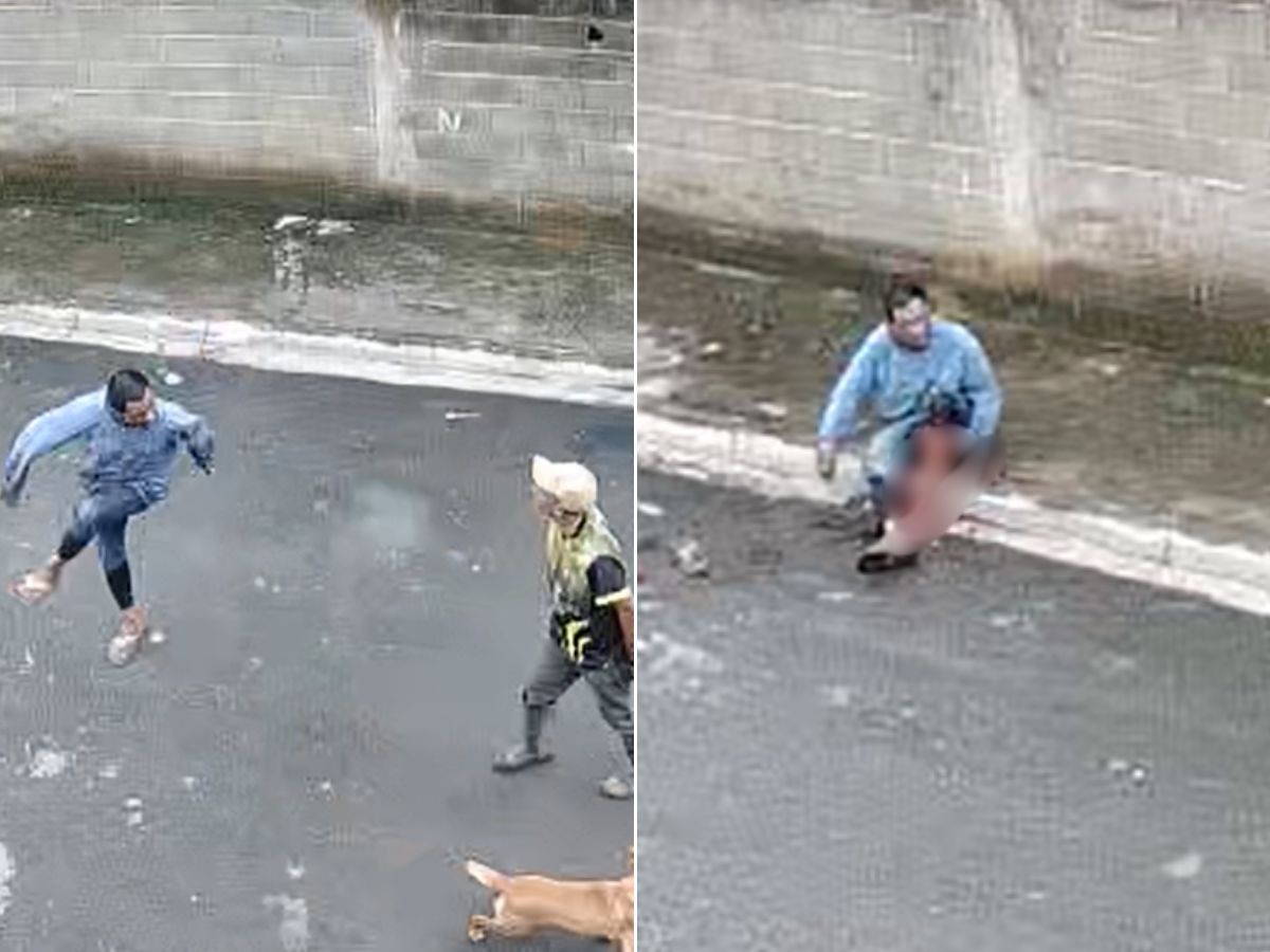 Homem de roupa azul ferido após disparos em rua de Miracatu