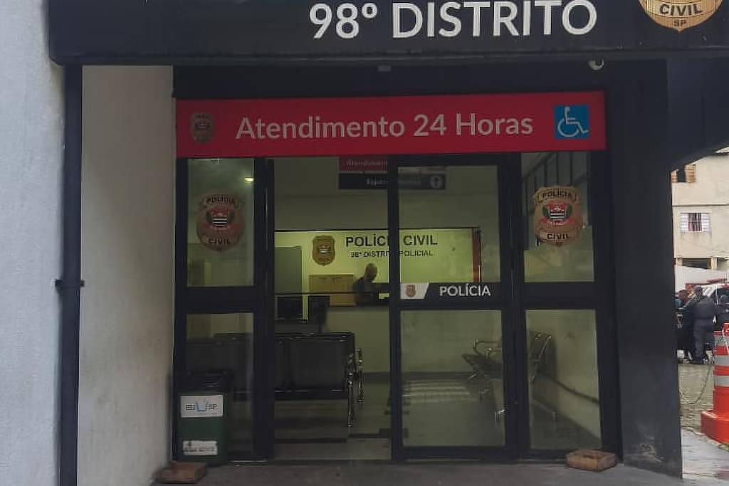 Fachada do 98º Distrito Policial no Jardim Miriam, em São Paulo