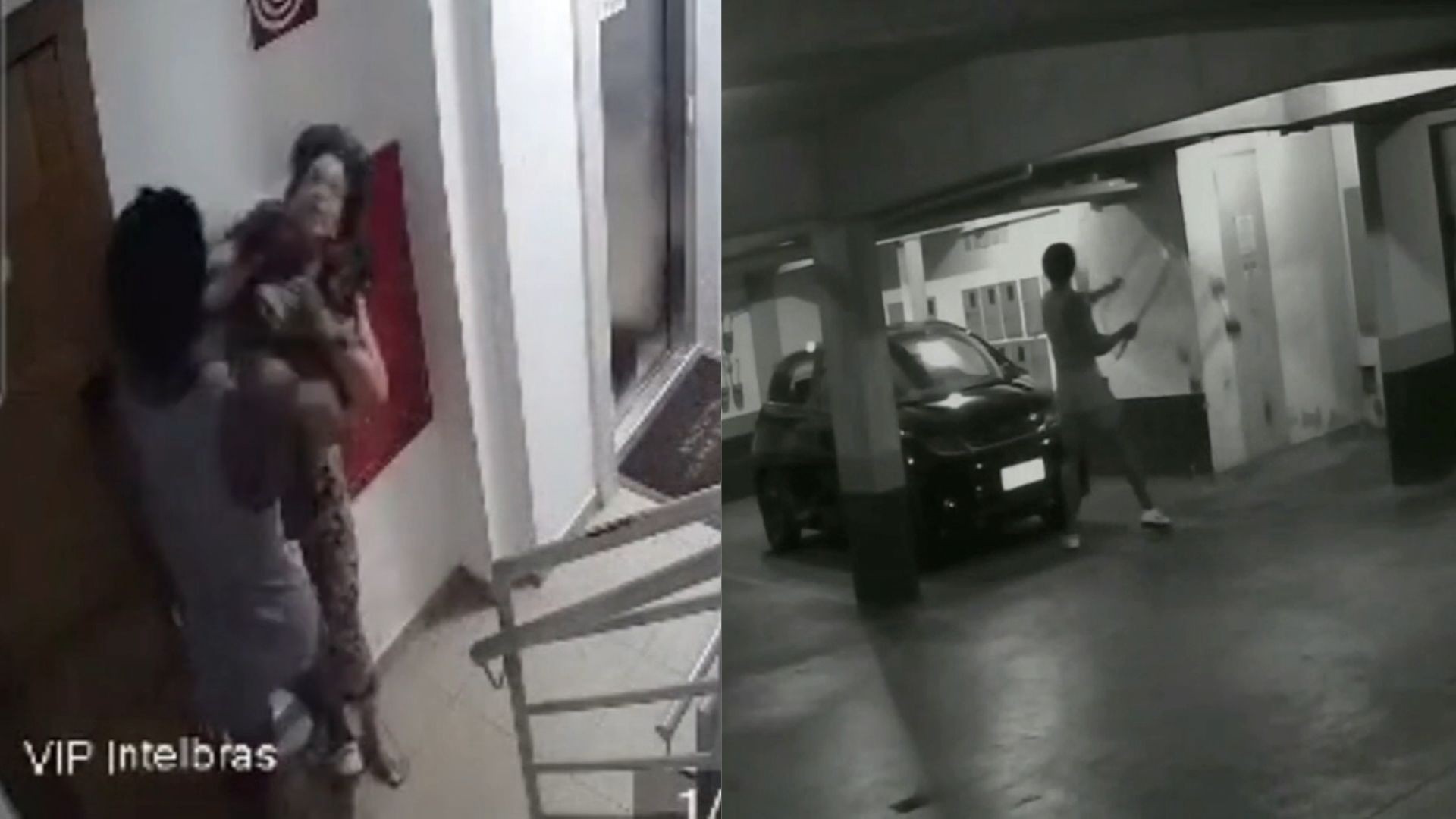 Luiz Moreira e Lina Raquel em imagens de câmera de segurança de condomínio