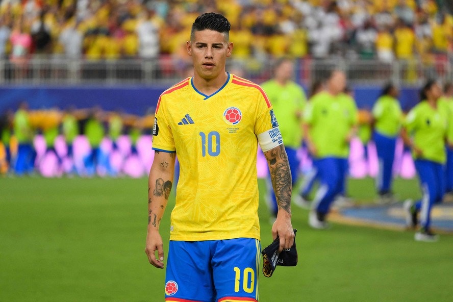 James Rodríguez durante jogo da seleção da Colômbia na Copa do Mundo de 2026