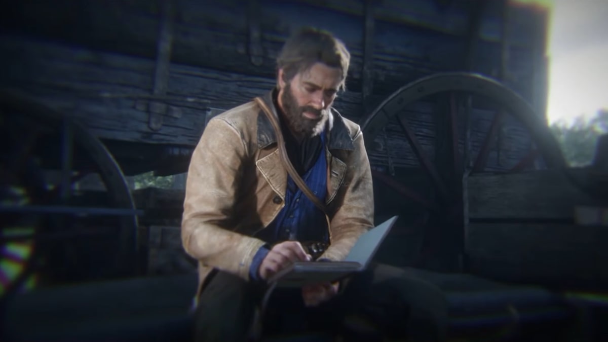 Arthur Morgan escreve em diário em Red Dead Redemption 2