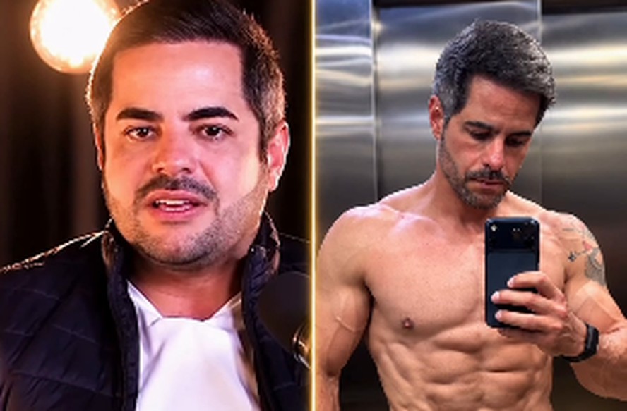 Antes e depois de Kaká Diniz durante processo de emagrecimento