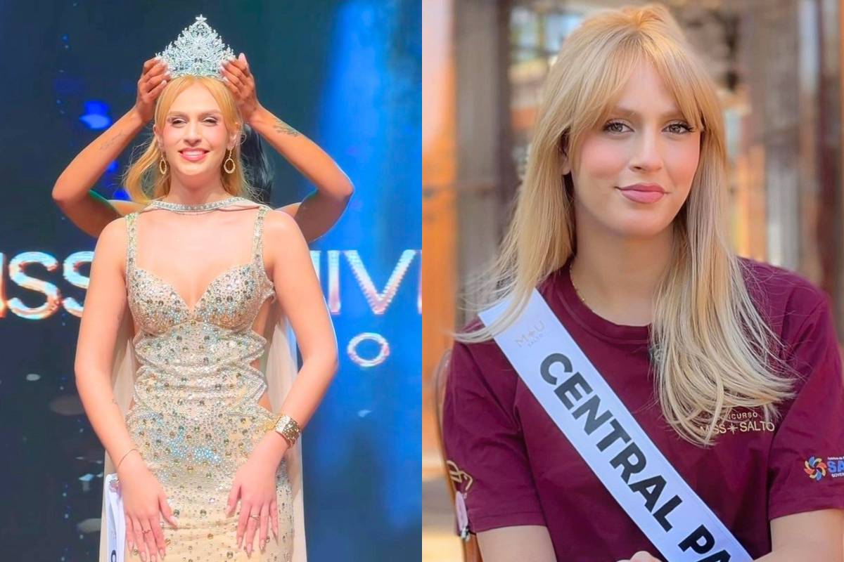 Maitê Bachiega com faixa e coroa de Miss Universe Salto 2026