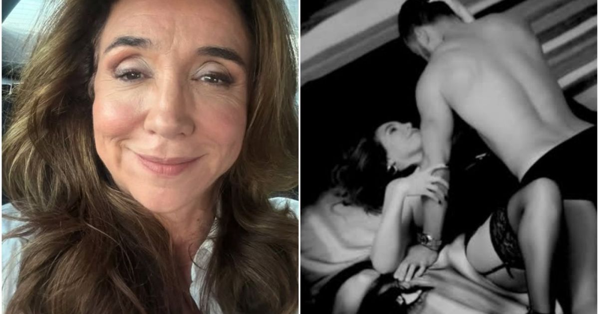 Marisa Orth de lingerie em imagem em preto e branco
