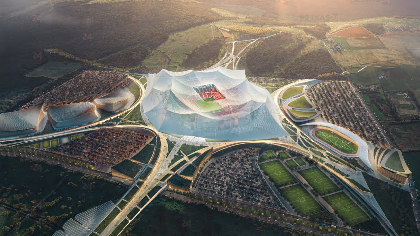 Projeto do Grand Stade Hassan II, estádio planejado para 115 mil pessoas no Marrocos