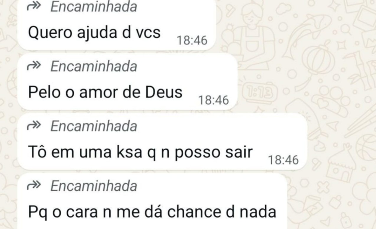 Mensagens de socorro enviadas por mulher mantida em cárcere privado