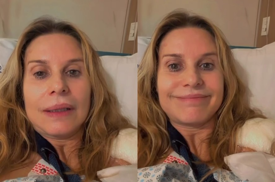 Paula Burlamaqui usa tipoia após cirurgia no ombro