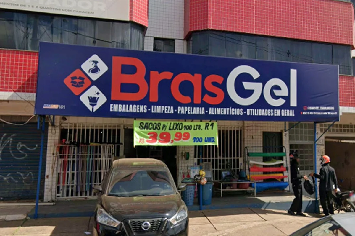 Fachada da papelaria Bras Gel em Taguatinga Sul, no Distrito Federal