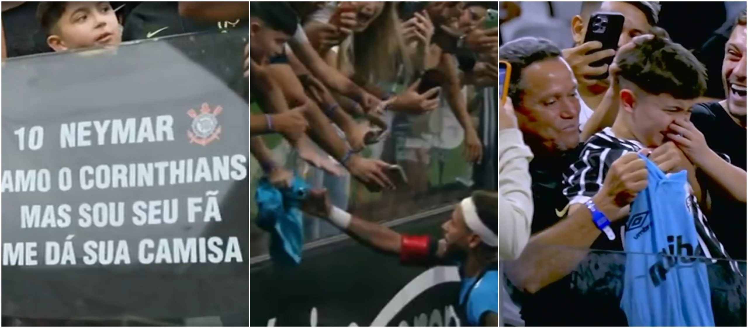 Neymar entrega camisa a Pedro Souza Mello após jogo entre Corinthians e Santos