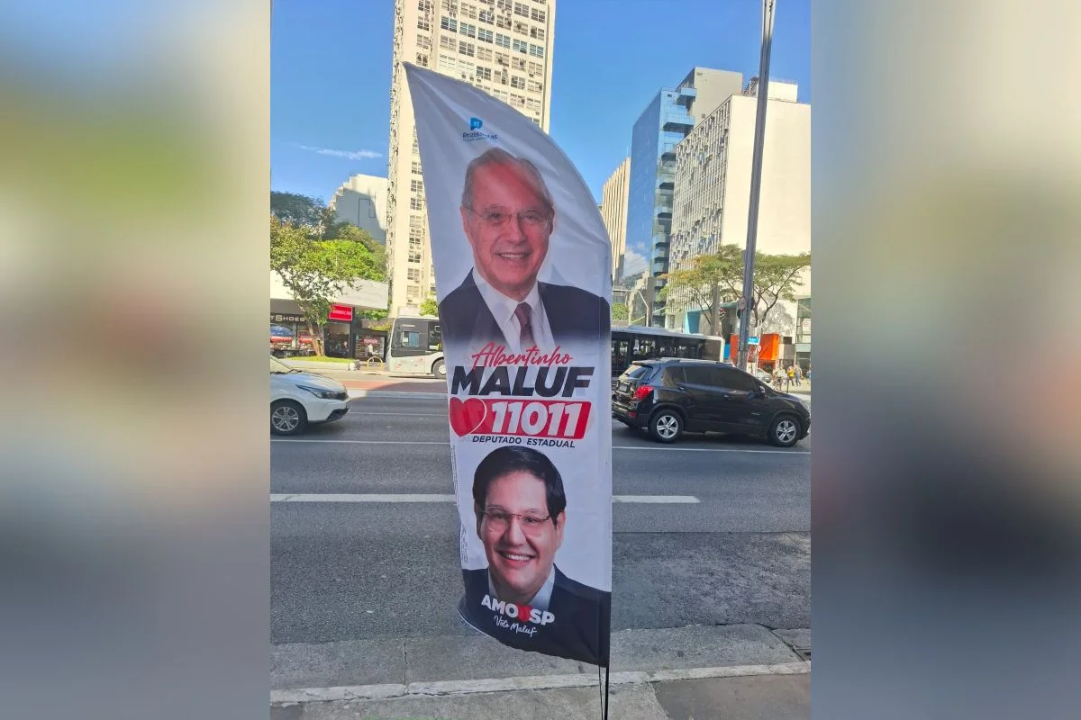Faixa de campanha de Albertinho Maluf na Avenida Paulista