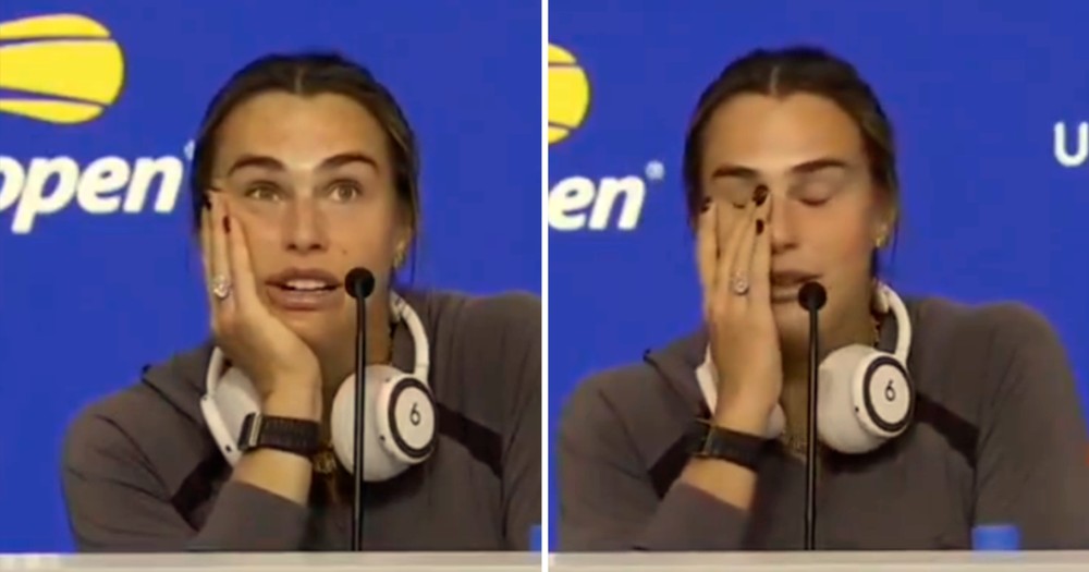 Aryna Sabalenka durante coletiva de imprensa no US Open
