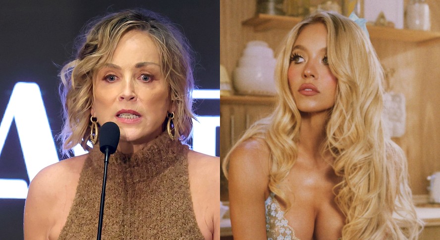 Sharon Stone e Sydney Sweeney em imagens separadas