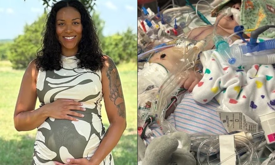 Montagem sobre disputa pela guarda de bebê com cardiopatia nos Estados Unidos