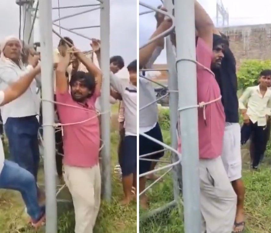 Técnico amarrado a uma torre de telefonia na Índia
