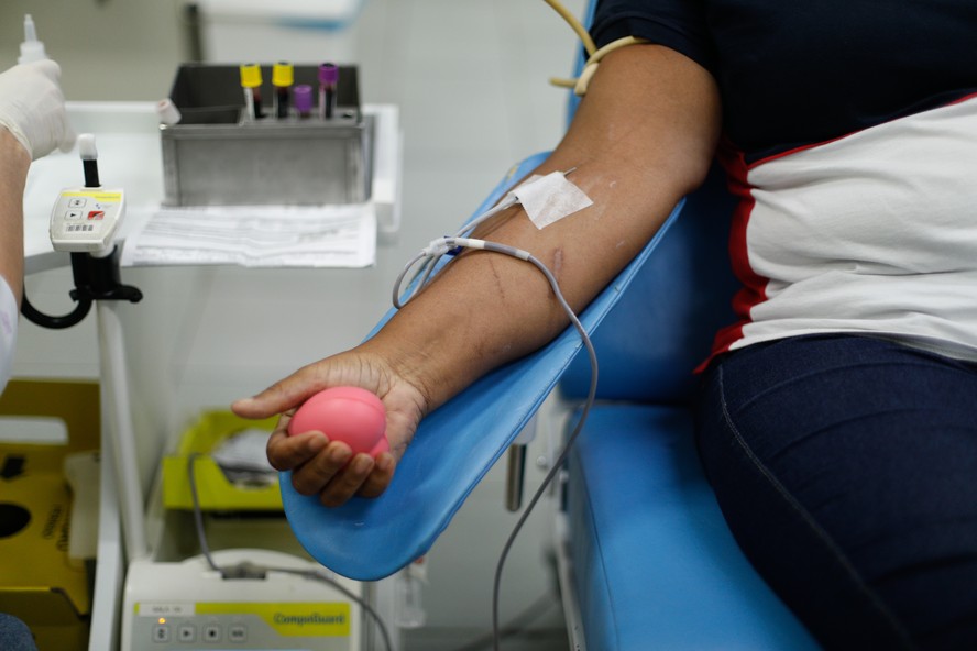 Bolsa de sangue usada em procedimento de doação