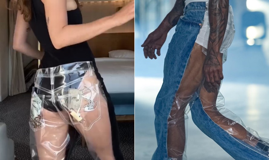 Calça jeans da Vetements com parte traseira transparente