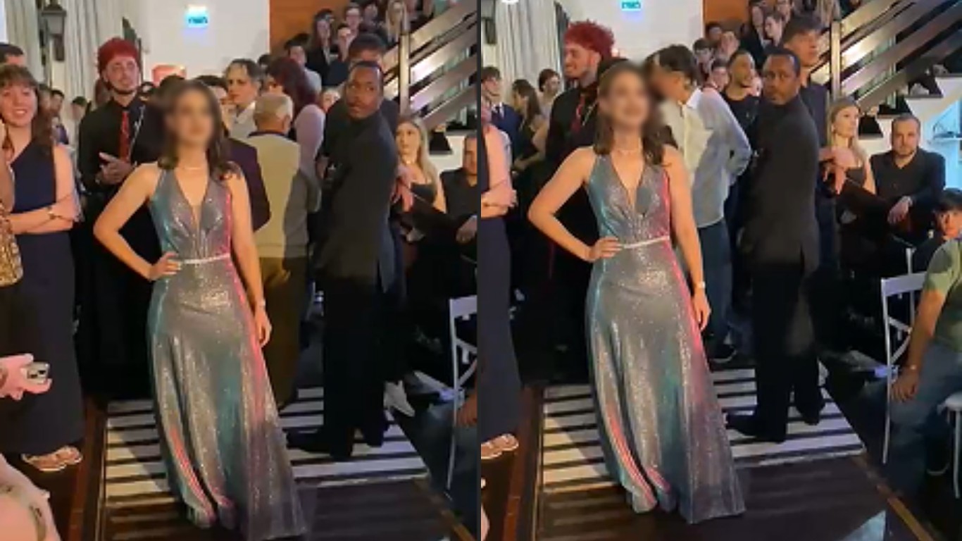 Isabel Alves espera para entrar na cerimônia de formatura