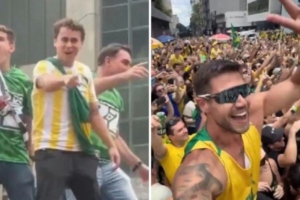 VÍDEO - Nikolas pede para ex-BBB tirar a camisa em ato na Paulista