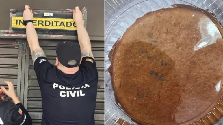 Local foi interditado após denúncia de rato em comida no Rio Grande do Sul. Fotomontagem: Reprodução/PCRS