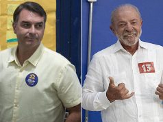 Flávio Bolsonaro e Lula durante a votação do segundo turno de 2026