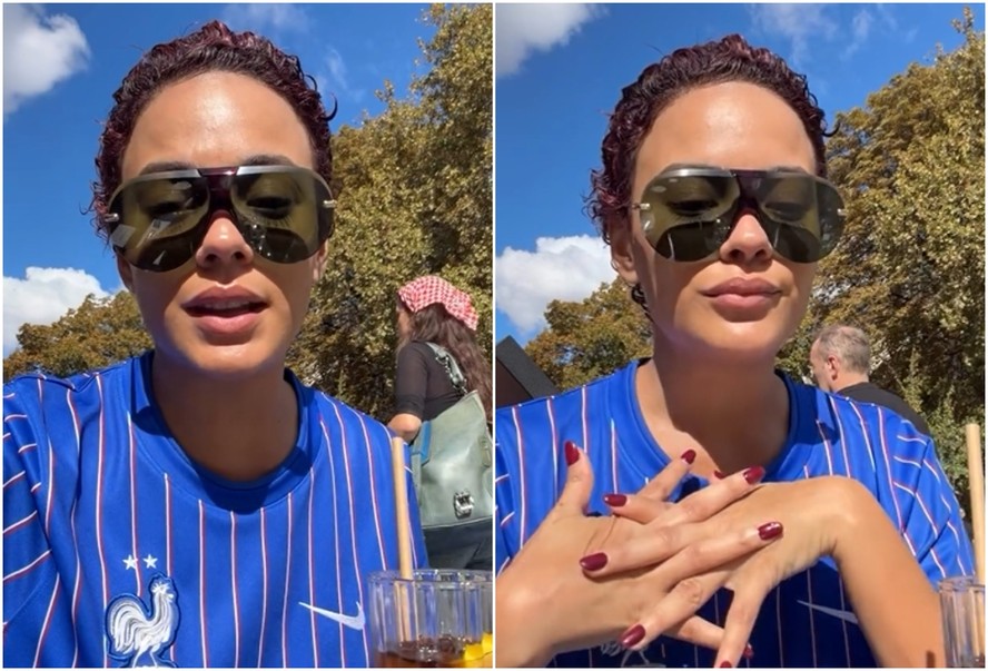 Bella Campos durante viagem a Paris