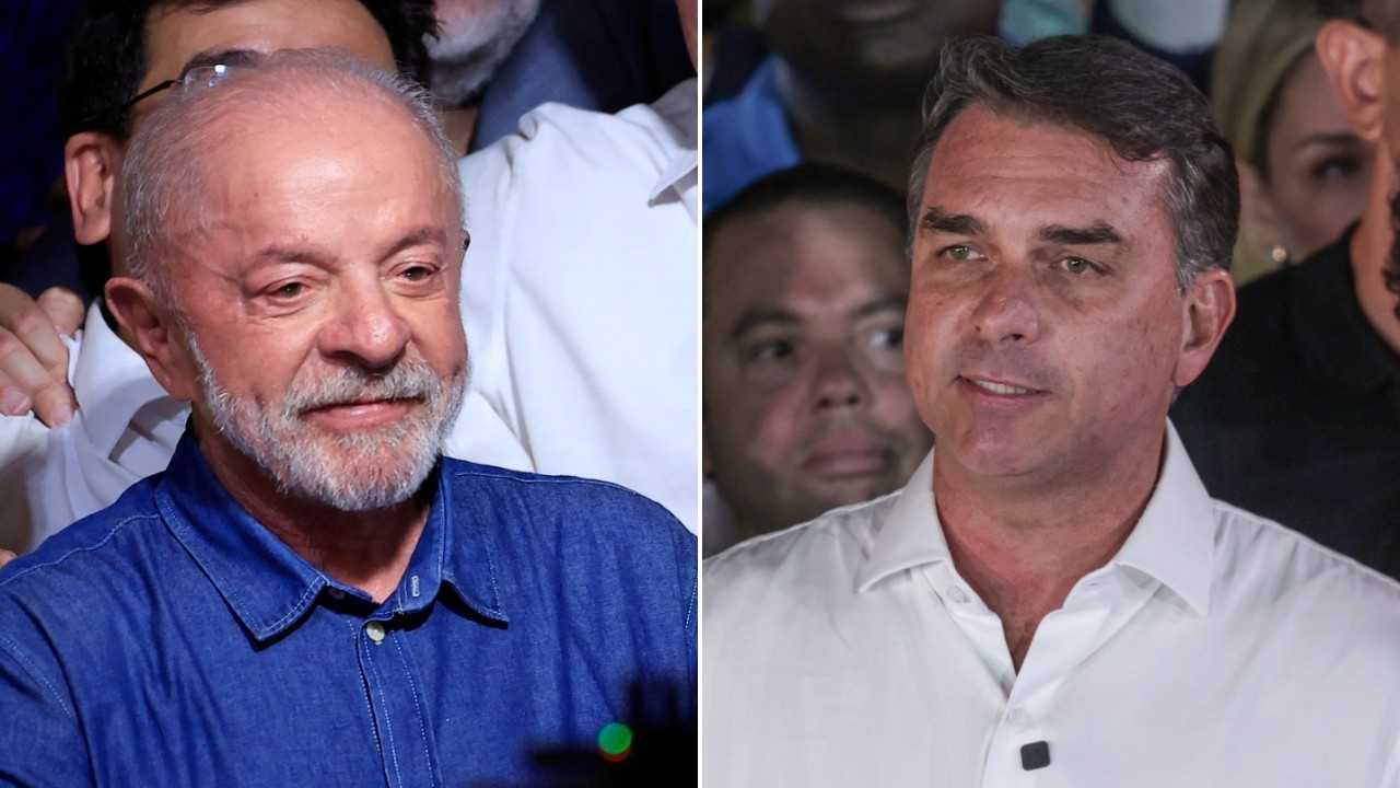 Lula e Flávio Bolsonaro em imagens lado a lado