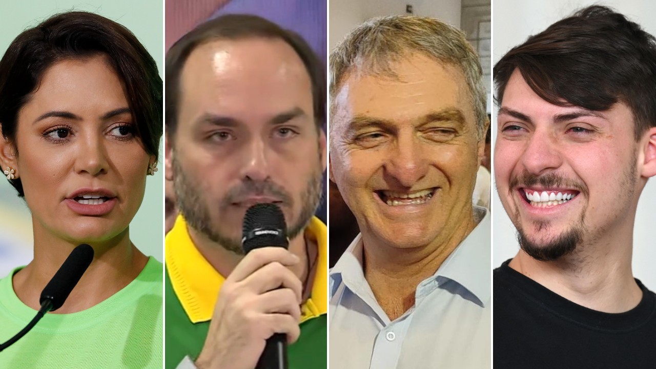 Michelle Bolsonaro, Carlos Bolsonaro, Jair Renan Bolsonaro e Renato Bolsonaro