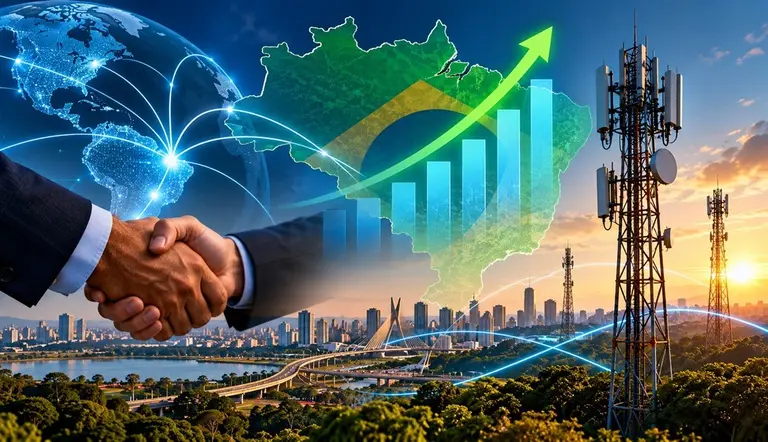 Ilustração sobre telecomunicações e conectividade digital