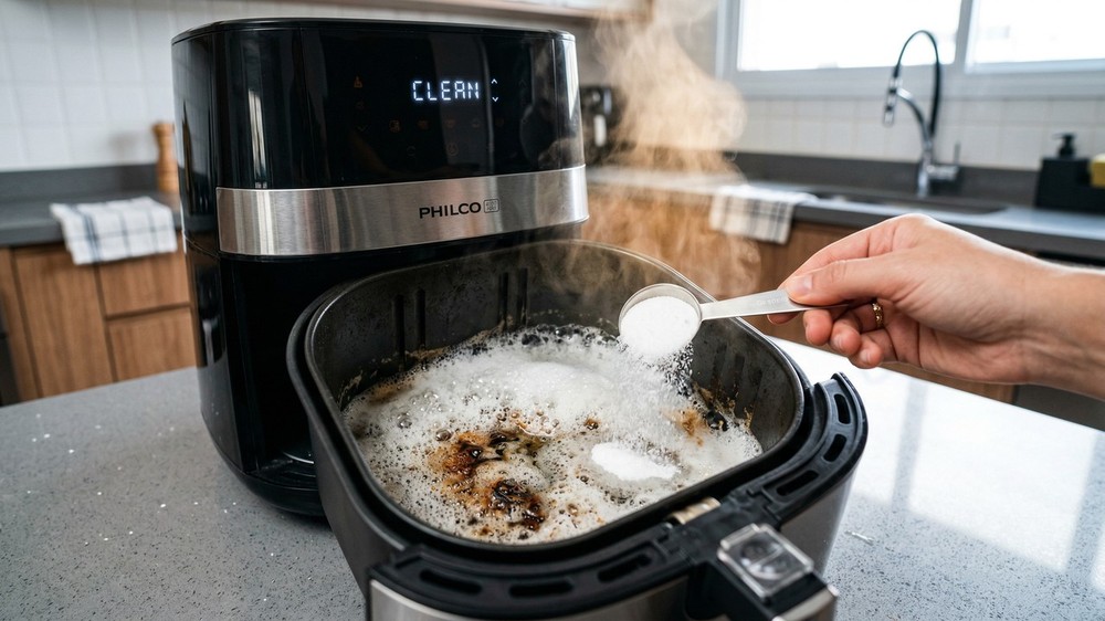 Percarbonato de sódio usado na limpeza de air fryer