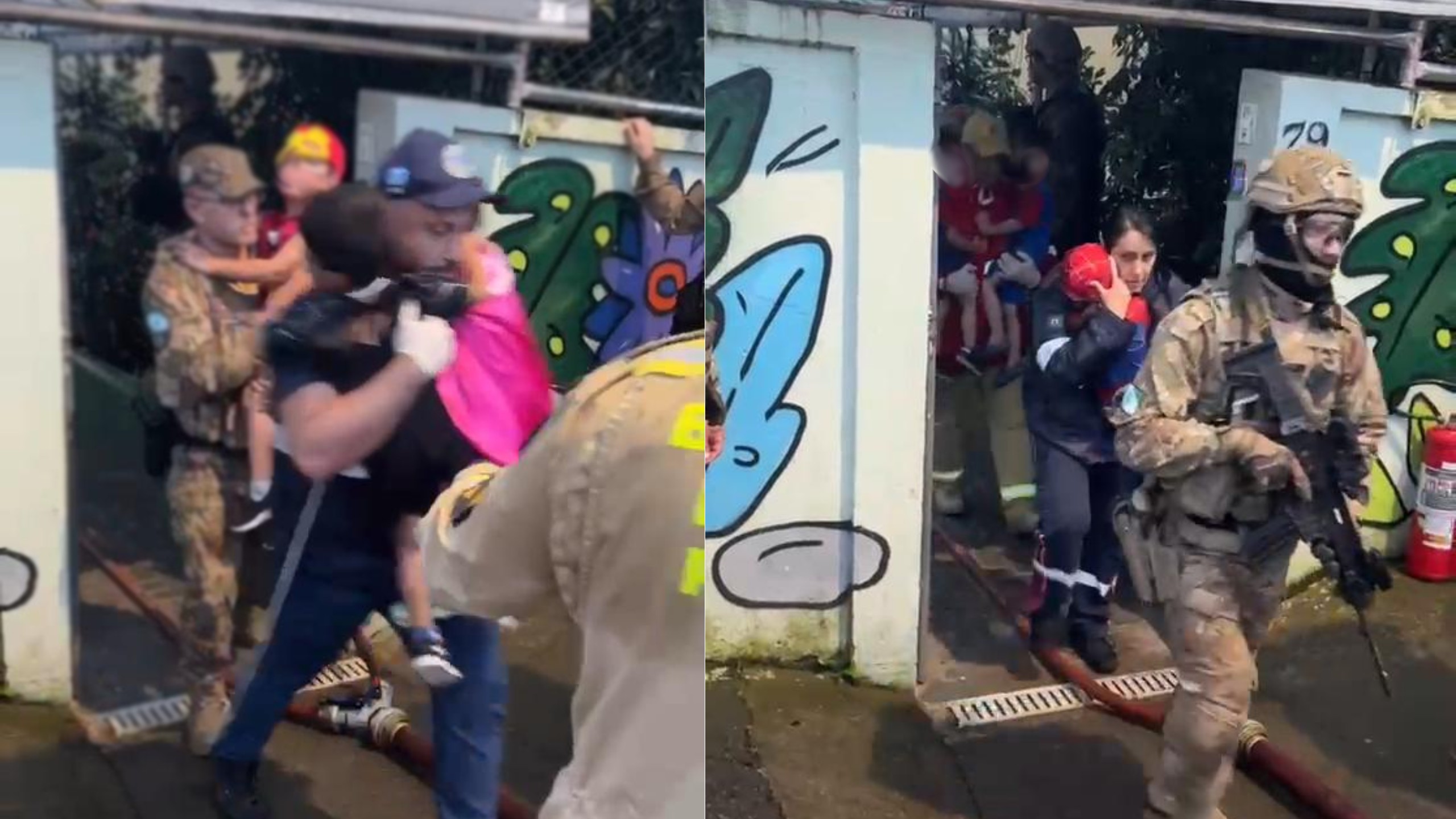 Crianças após resgate em CMEI de Curitiba