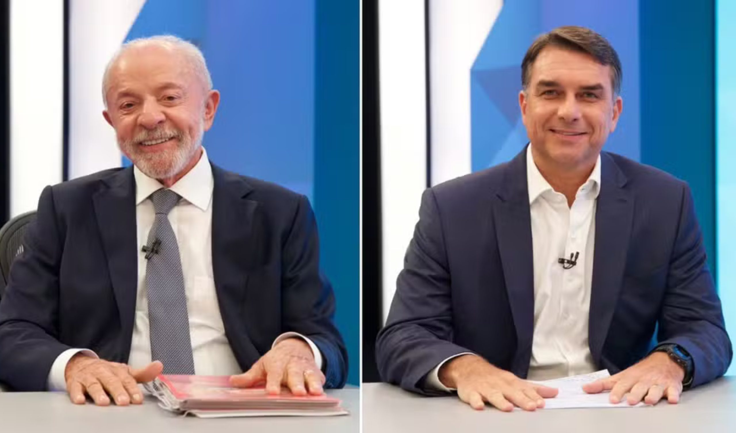 Lula e Flávio Bolsonaro lado a lado