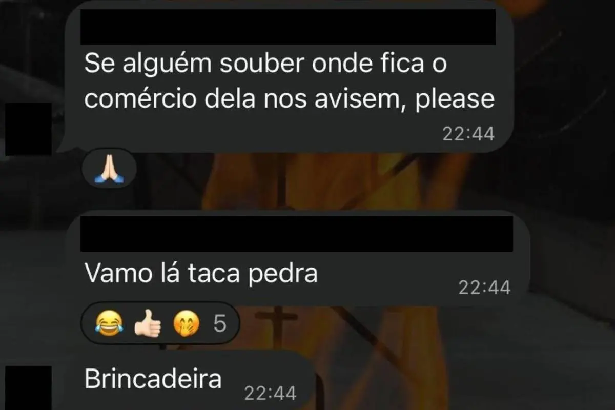 Mensagens contra empresas em grupo de comerciantes de direita em Curitiba