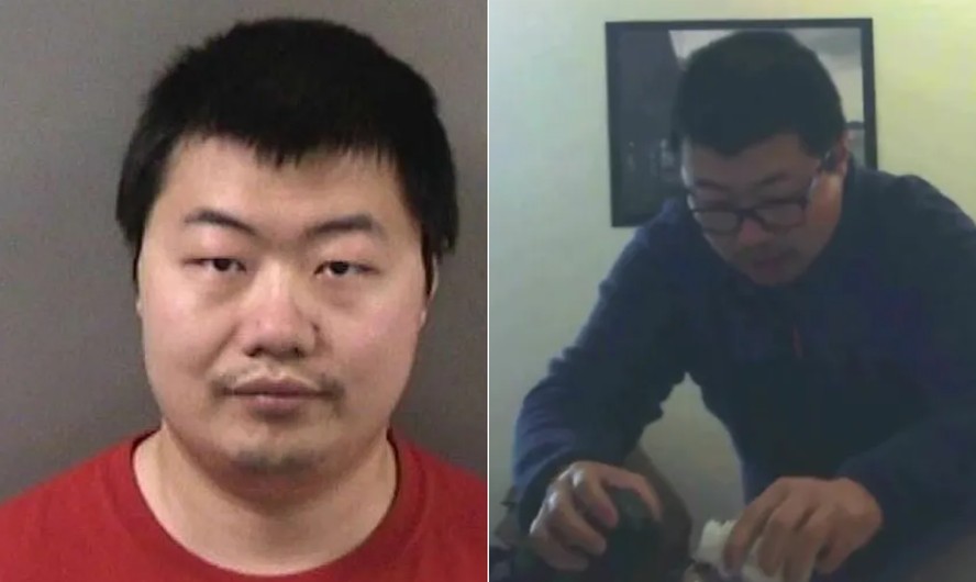 David Xu próximo à garrafa de água de Rong Yuan em gravação de câmera escondida
