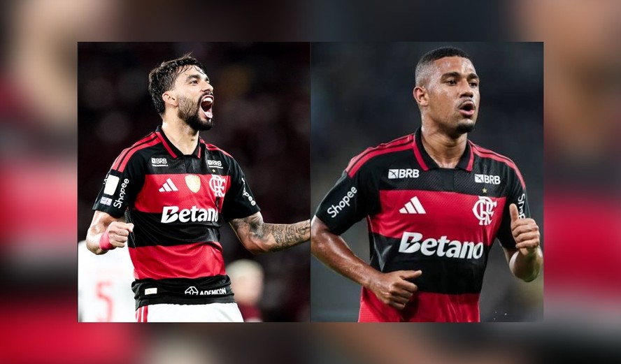 Lucas Paquetá e Samuel Lino, jogadores do Flamengo