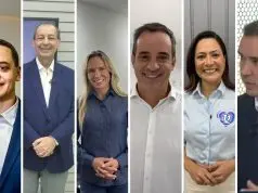 Montagem com Celina Leão, Lorenzo Pazolini, Omar Aziz, Cadu de Lula, Mailza Assis e Vicentinho Júnior