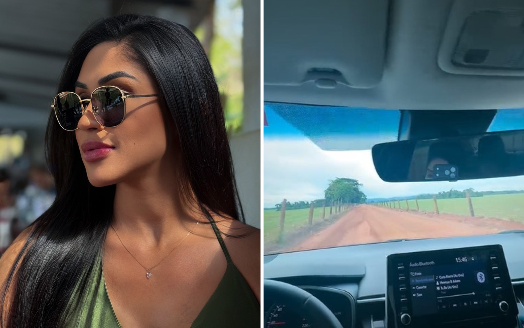 Rávila de Castro dentro de carro em vídeo gravado em estrada