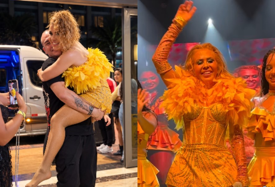 Joelma é carregada no colo por Fernando Tofaneli