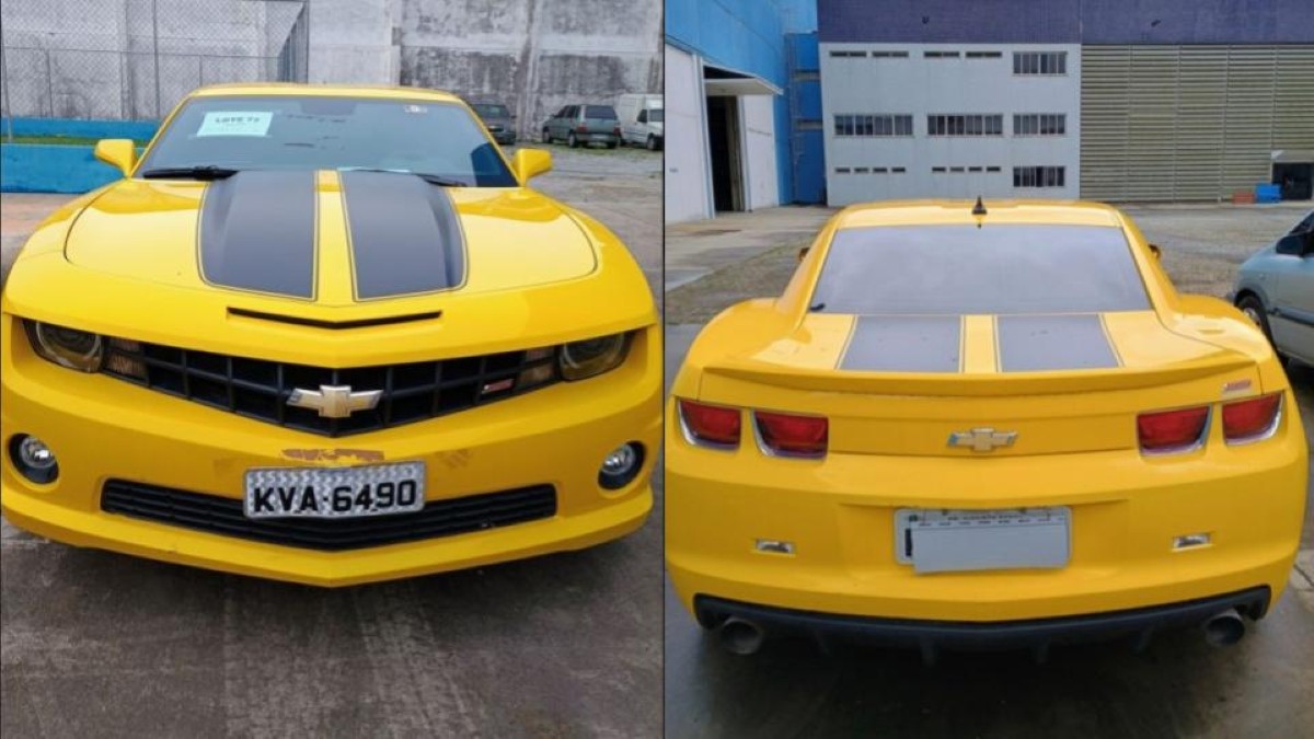 Chevrolet Camaro amarelo disponível em leilão da Receita Federal