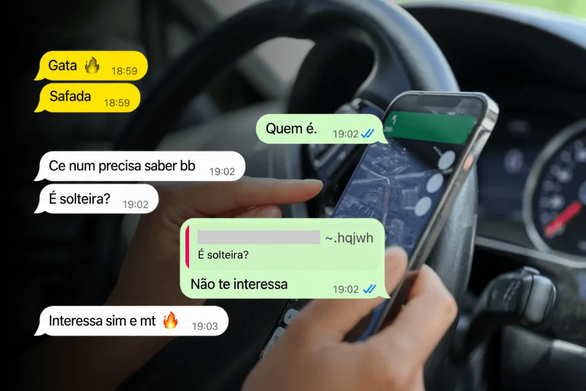 Ilustração sobre mensagens de WhatsApp entre motoristas de aplicativo