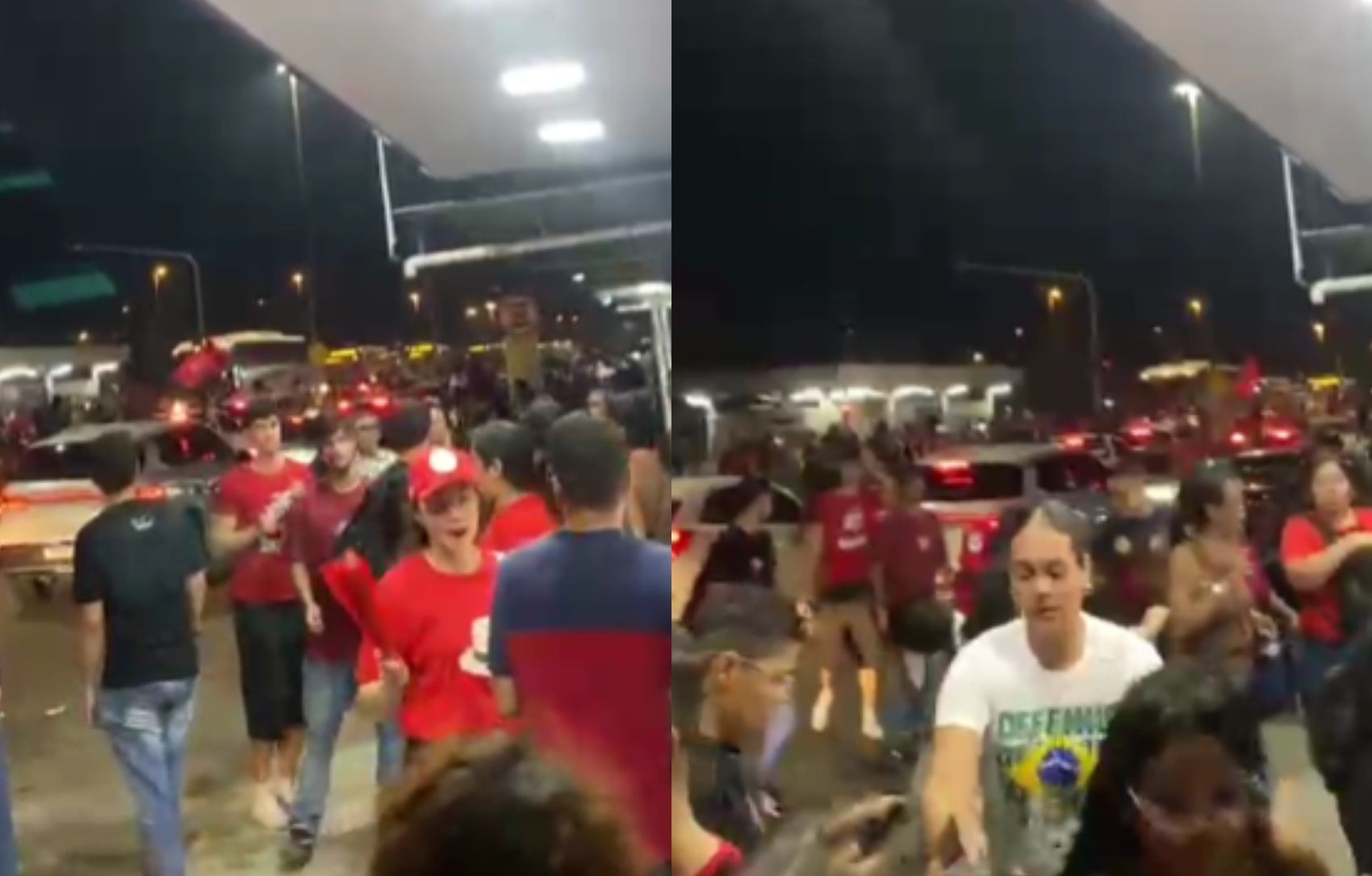 Pessoas correm durante ato político em frente à Universidade Federal de Sergipe