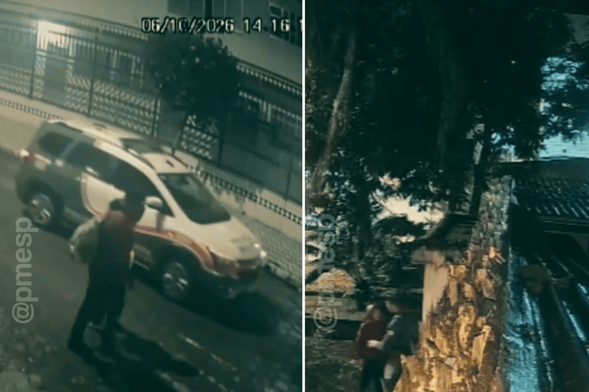 Policiais militares abordam homem e menina em Praia Grande