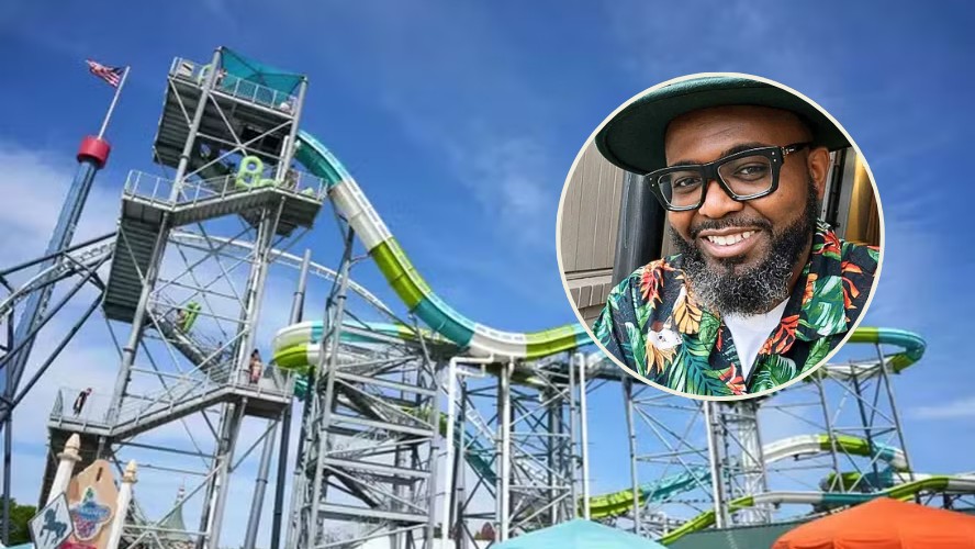 Hassan Jihad Ibn Kariem e montanha-russa Goliath no Six Flags Over Georgia