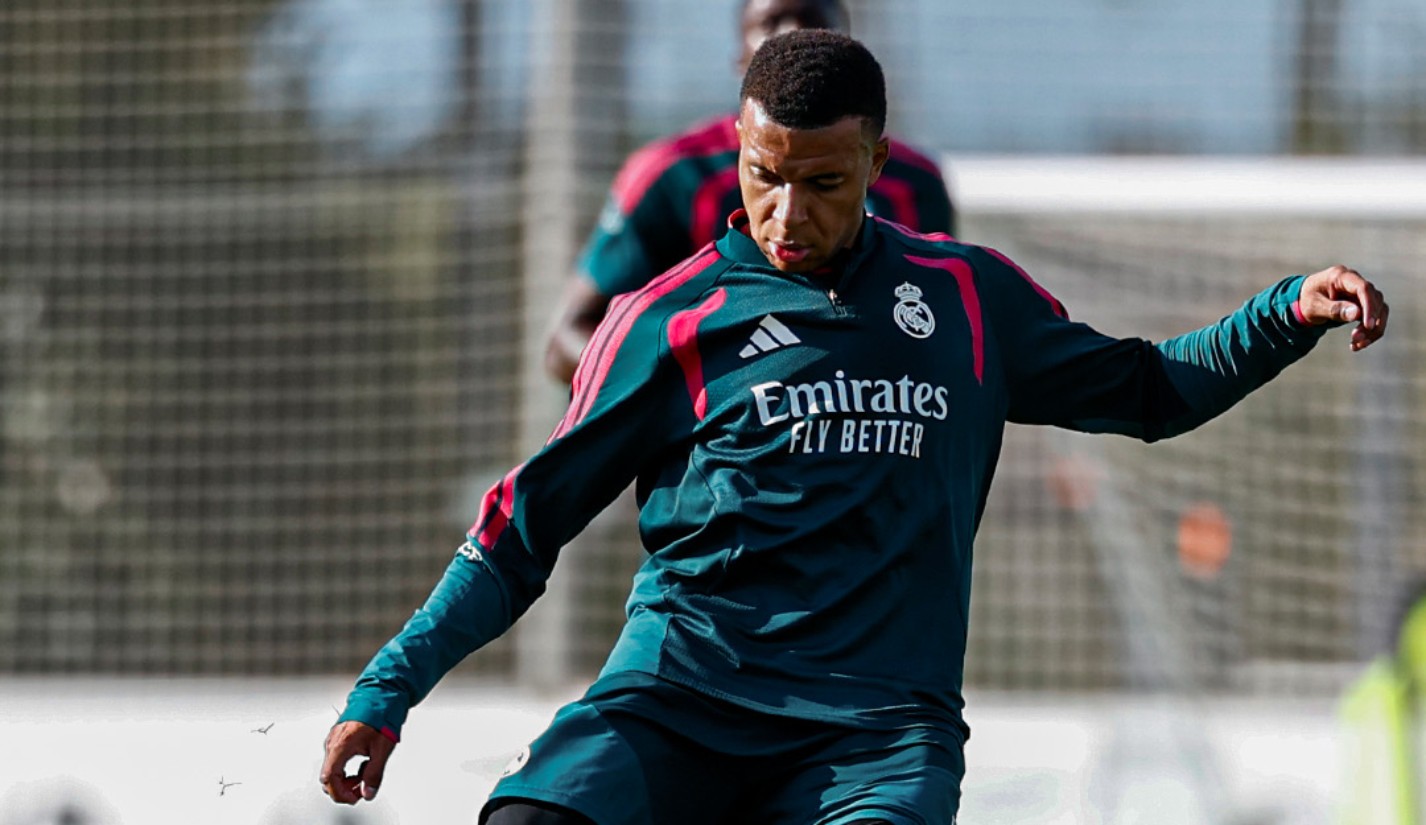Kylian Mbappé durante treinamento do Real Madrid