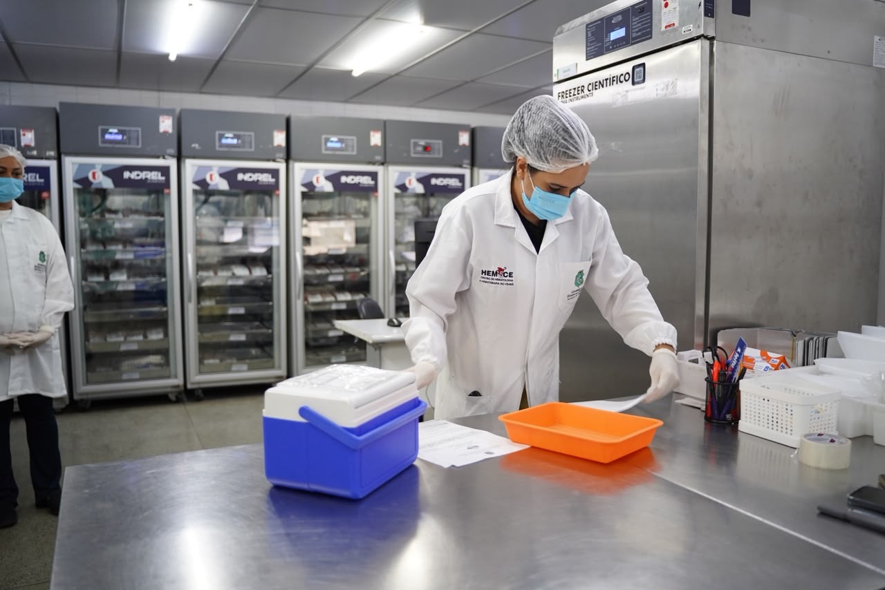 Bolsa de sangue raro preparada para transporte entre Ceará e Minas Gerais