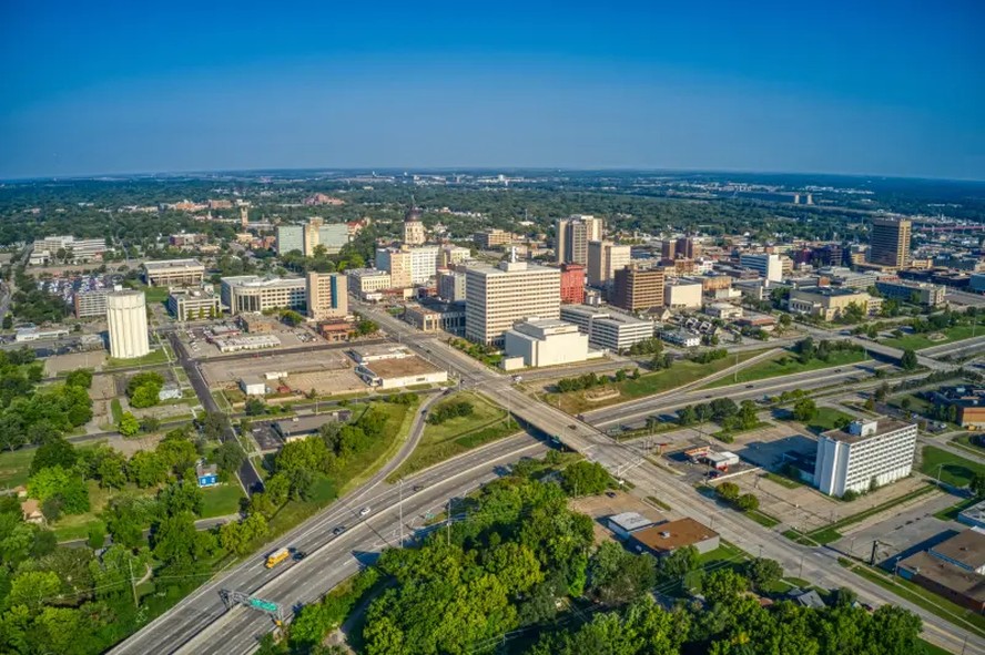 Vista aérea de Topeka, capital do Kansas