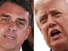 Flávio Bolsonaro ao lado de Donald Trump