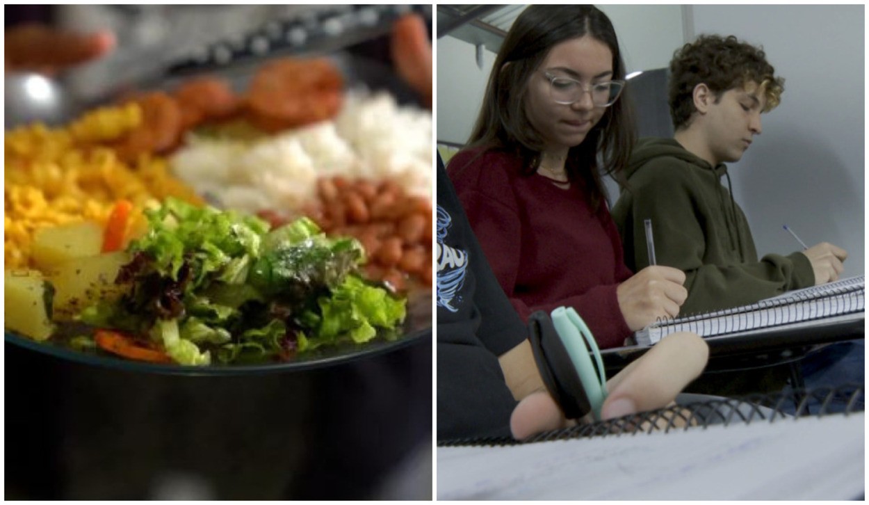 Refeição saudável com alimentos variados