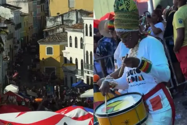 VÍDEO - Multidão se reúne em ato pró-Lula com Olodum em Salvador