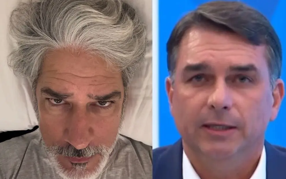 William Bonner e Flávio Bolsonaro em montagem