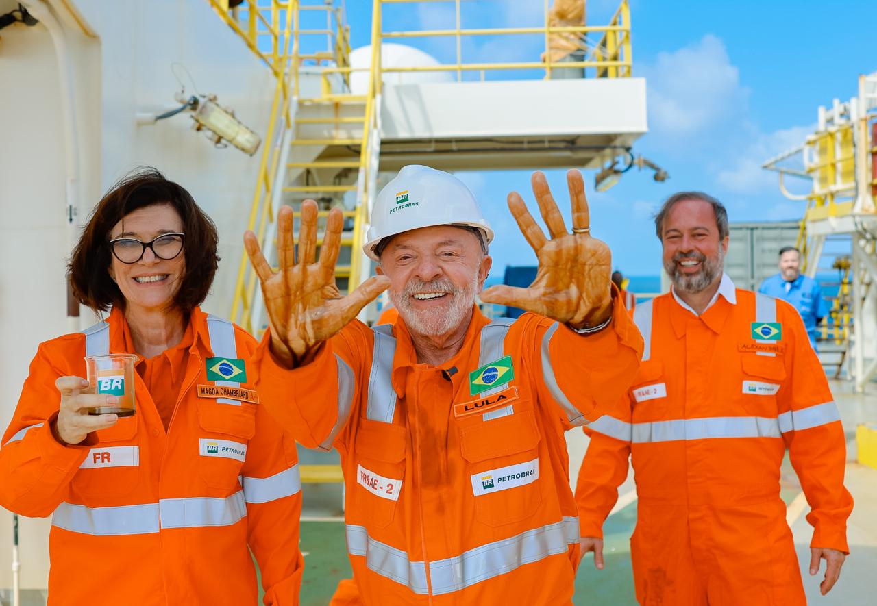 Magda Chambriard, Lula e Alexandre Silveira na sonda NS-42 em agosto de 2026